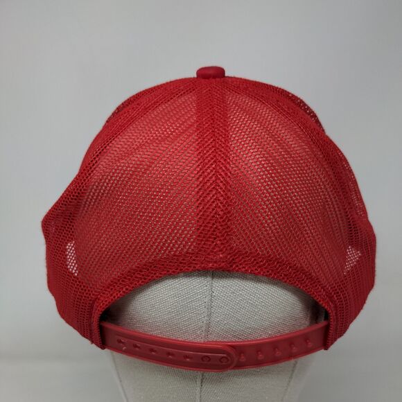 Bass Pro Shops Snapback Trucker Hat Red OSFM Adjustable Mesh Back Gone Fishing - Picture 5 of 9